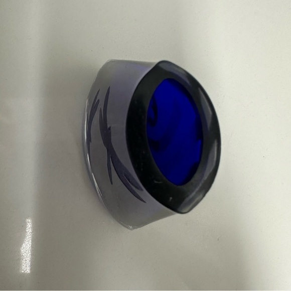 Art Glass Tapered Rocking Vase Cobalt Blue Midcentury Modern Etched EUC - Picture 3 of 6